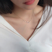 TYUSHA design necklace female choker American 14K gold gold ins style simple zircon flash Diamond seven drill single drill