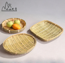 Bamboo fruit plate snack plate Bamboo Flat whole green dustpan small fruit basket snack plate hotel tea house special bamboo basket fruit Basin