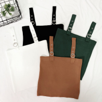 Summer women's Korean version of Joker slim short navel knitted vest students wear bottoming small condole top tide