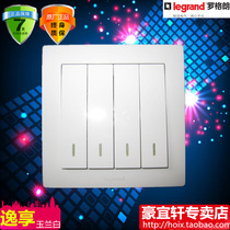 TCL Roglang Switch Socket Jade Lan White four Double Control with Fluorescent Switch Four Open Double Control Four-League Double
