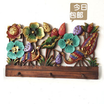 Special Southeast Asian home entrance living room Classical solid wood carving hanger Wall decoration hook wood