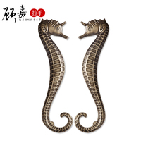 Gu Jia Chinese door handle Hotel KTV door handle glass door handle carved seahorse wooden door handle