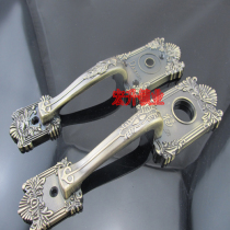Green bronze automatic lock handle large hole handle exterior door lock handle old anti-theft door lock handle