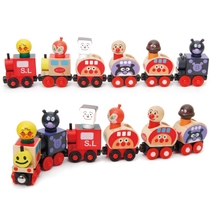 Creative Magnetic Small Train Building Blocks Cartoon Cute Boy Little Car Inertia Children Baby Wooden Toy Car