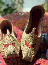 Bride red Pakistan hand embroidered thread fine embroidered soul low-top womens shoes