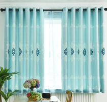 Simple European fresh thick floating curtain semi-shading fabric finished custom balcony bedroom living room custom