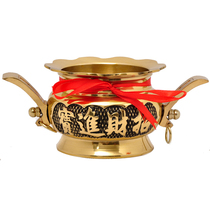 4-inch brass large-size incense stove with double ear ring lotus edge Golden Jade Stove Buddha Hall Buddhist Buddhist Buddha Supplies Incense Stove