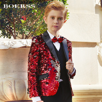 BOERSS boys suit suit suit British fashion laser film childrens small suit host dress costume