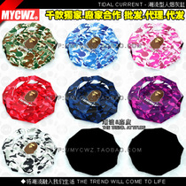 Popular] Tide brand BAPE apes head green camouflage classic trend ashtray crystal glass ash Cup