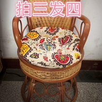 Cotton linen new pastoral Pu retro ethnic style round cushion office chair cushion thickened student bench soft cushion