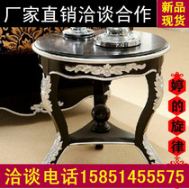 Neoclassical round Post Modern solid wood black coffee table hotel furniture Villa club meeting table European small round table