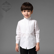 EYAS Korean childrens dress shirt boys dress Spring childrens clothing performance long sleeve white shirt flower girl shirt Spring