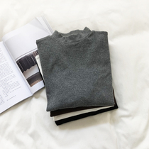 Scrub T-shirt women long sleeve autumn 2021 new solid color slim cotton half high collar base shirt autumn and winter