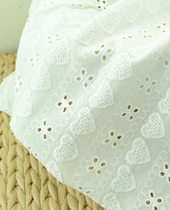 Full Cotton Summer Skirt Lining Fabric High Density Cotton Hollowed-out Embroidered Fabric Pure White Heart-shaped Pattern