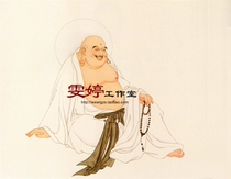 Meticulous painting fairy figure White drawing manuscript Feng Shui painting flower and bird painting Chinese painting laughing Maitreya Buddha