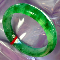 Yang green floating jade bracelet counter Myanmar permeable water ice seed full green fluorescent jade bracelet