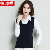 Hengyuanxiang wool vest female round neck spring warm sleeveless waistless waistcoat knit vest spring and autumn