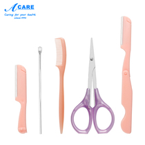 Folding eyebrow knife set eyebrow comb ear scoop trimming eyebrow tool portable stainless steel beginners