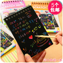 5 Korean creative colorful coil graffiti scraping book gift pen DIY hand painting book large size