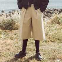 Q1 Japanese loose straight tube retro simple literary Capri pants female high waist wide leg pants 1432