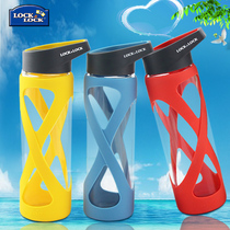 Lock lock lock heat-resistant glass cup portable female student Korean version simple and fresh mens handy cup