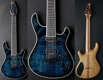 Mayoness Regius 4A tiger maple transparent blue 7 string guitar