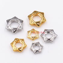 s925 five-pointed star hollow bag bead closed ring bead diy silver plating gold rose gold woven decoration