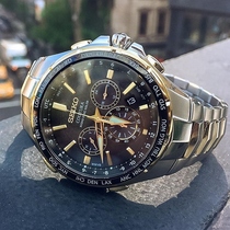 seiko Precision mens watch SSG010 GMT two time large dial steel strip light energy male quartz watch