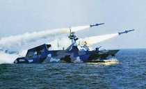 1 700 scale resin model of Chinese Navy Type 022 catamaran wave piercing stealth missile boat