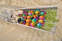 Imported colorful roses Rainbow roses flower gift box Birthday national Hangzhou Suzhou Beijing Shanghai Tongcheng Express