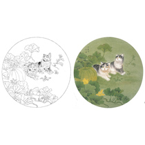 Meticulous painting drawing drawing drawing drawing physical printing Zhou Zhongyao Pumpkin cat sketch 42*42 with color picture 346T