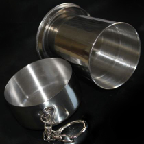 Stainless steel telescopic three-section folding Cup wine Tea Cup outdoor travel portable equipment 95g