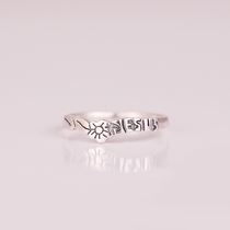Lingyin silver retro sterling silver ring Lady index finger Jesus ring Christian jewelry lettering gift