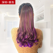 Wig Female ponytail gradient color wig Ponytail highlight color strap type pear flower ponytail wig long curly hair