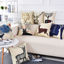 Arctic velvet pillow Office backrest Sofa cushion with core Nordic elk pillow simple cotton and hemp car waist cushion