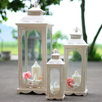 Candleholder Iron Art Eurostyle Windproof Floor Wind Lamp Horse Light Glass Lantern Courtyard Home Wedding Wedding Prop Road Citation