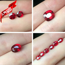 Hot sale non-burning pigeon blood red gem naked stone ring surface can be customized 18K gold earring bracelet handmade diy