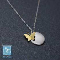 Designer custom S925 silver handmade brushed gold-plated butterfly necklace pendant set chain choker