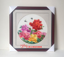 Embroidery Su embroidery handmade boutique embroidery finished product living room hanging painting peony flower national color and heavenly fragrance bedroom porch embroidery painting
