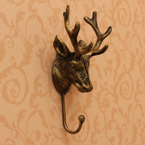 European hanging hook Clothing store display rack Vintage old cast iron deer head hook wall hanging point hanging
