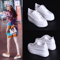 Hong Kong Tide Card Little White Shoes Woman 2018 new pine cake and Korean version 100 lap spring thick bottom breathable heightening womens shoes summer