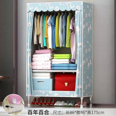 Wardrobe cloth wardrobe steel frame fabric quilt single home wardrobe simple structure bold dormitory assembly curtain model