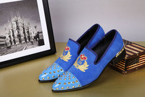 2015 mens pointed toe new Korean version business casual hair stylist breathable shoes nightclub trend mens genuine leather shoes