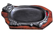 Thickened Cast Iron Bull Head Shaped Steak Iron Plate Barbecue Pan Beef Iron Plate Burning Home West Restaurant Grill Pan