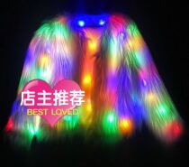 edm electric syllable party led glowing plush fur color coat Bar nightclub show flash top women