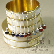 s925 silver pure silver ear pendant ear ornaments Nepal handmade Manau moon light stone Tibet India earrings Tibetan decoration