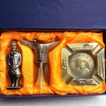 Special handicrafts bronze antique ornaments three-piece set of terracotta warriors and horses ashtrays ancient emperor wine glasses