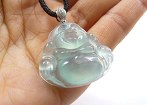 Emerald a cargo old pit high ice type sunny water sitting Buddha (inlaid 18K gold buckle head)