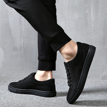 Mens shoes spring and summer fashion shoes 2021 new canvas shoes mens Korean version of mens breathable casual shoes wild black board shoes