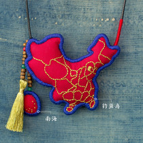 Wangs hand creation (Heart of China)original handmade necklace Chinese style map cotton and hemp men and women ethnic groups